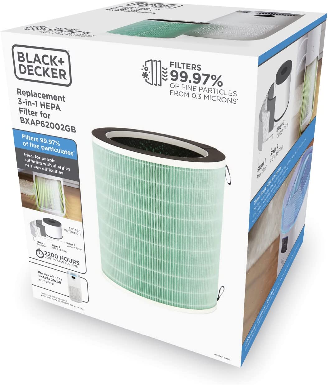 Filtro HEPA 3 en 1 BLACK+DECKER para BXAP62002GB